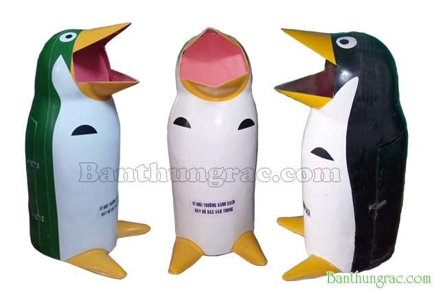 Thùng rác chim cánh cụt, Thùng đựng rác nhựa composite con thú hình chim cánh cụt