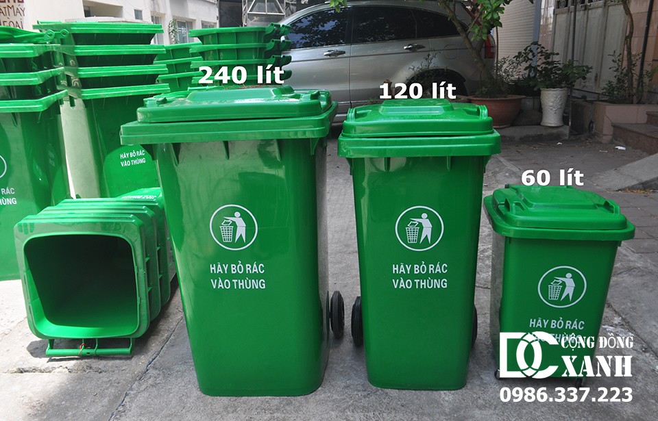So sánh kích thước thùng rác 120, 240 và 60 lít